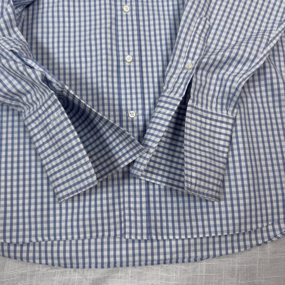 Canali Dress Shirt 43/17 Blue Gingham French Cuff Italian Quiet Luxury Preppy - Picture 8 of 16
